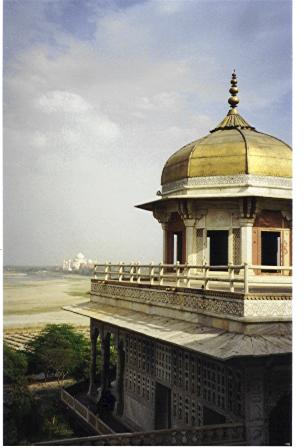 Red Fort - Prison Tower and view to Taj Mahal